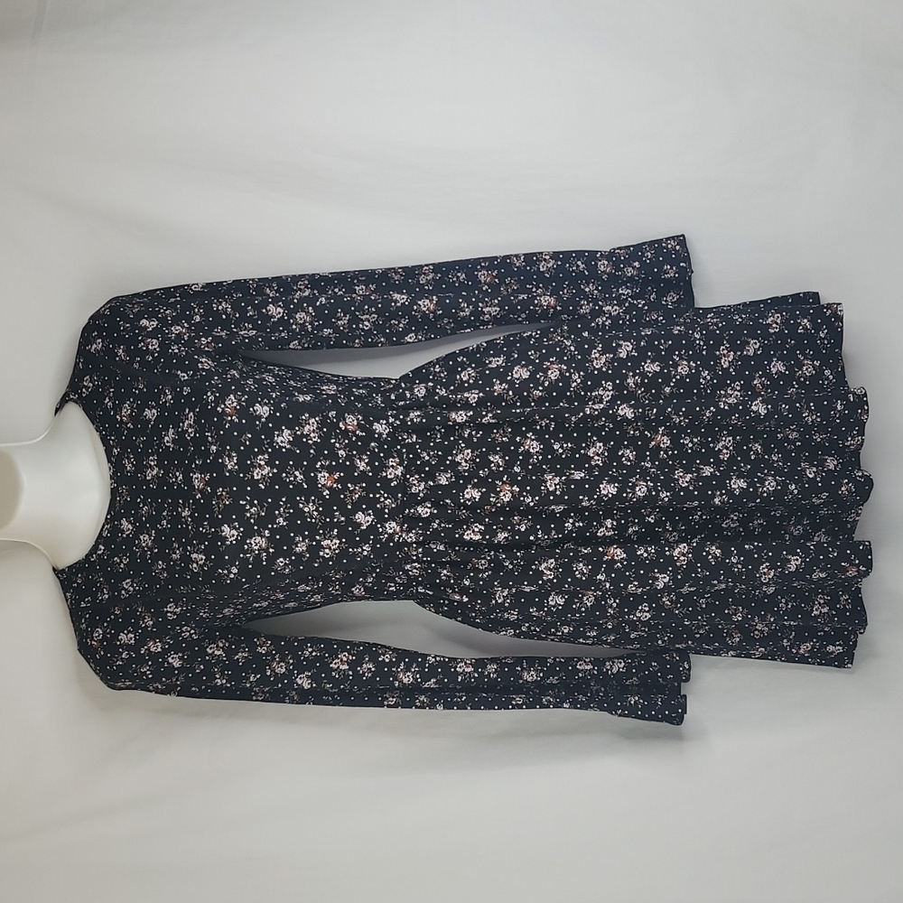 Missguided black floral dress with long sleeve frill cuff sz 2 NWT